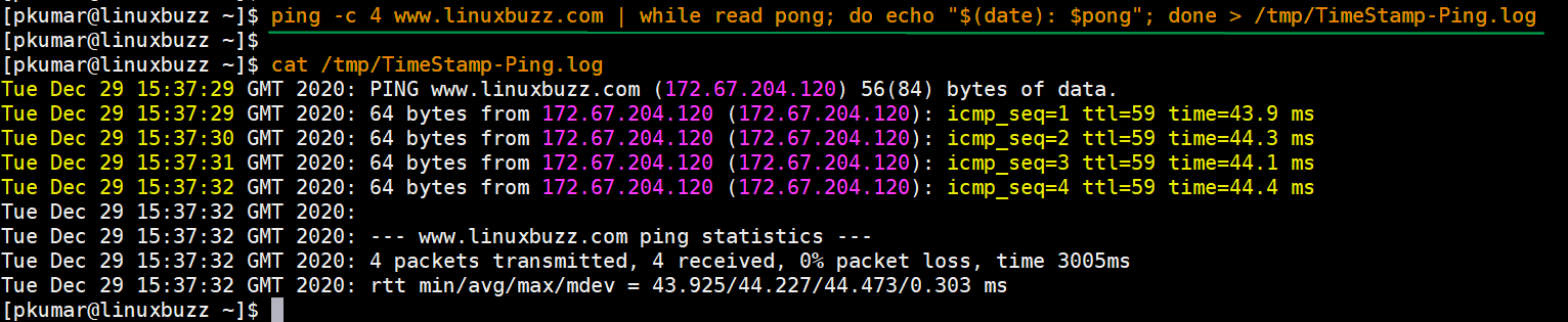 How To Enable Timestamp In Linux Ping Command Output