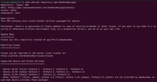 Add Deadsnake PPA Ubuntu 24.04